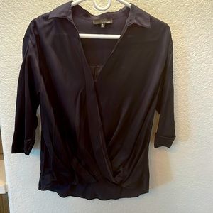 Wrap front “satin” top